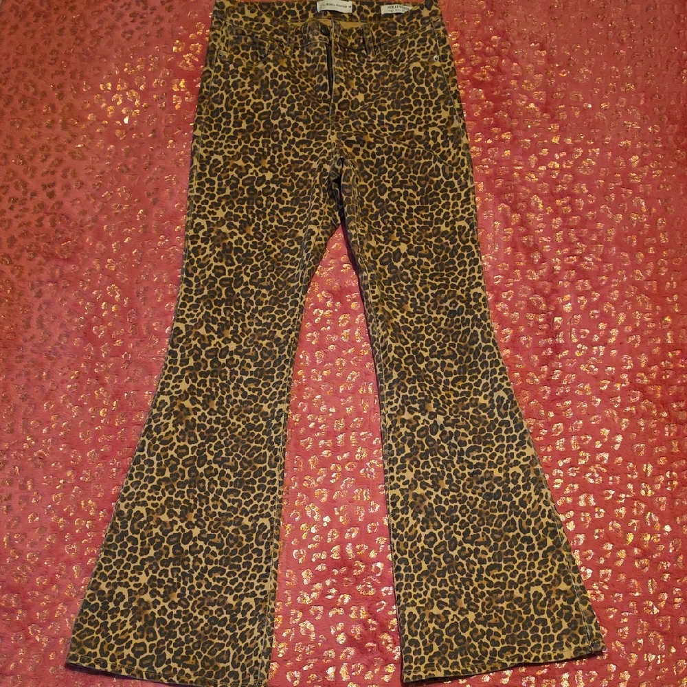 Leopard HighWaisted Flare Denim